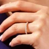 925 Sterling Silver Half-Eternity Wedding Ring Round Cut Diamond Floating Anniversary Band - Image 4