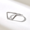925 Sterling Silver Half Hexagon Stacking Ring - Image 6