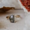 925 Sterling Silver Half Moon Galaxy Diamond Ring with celestial silhouette