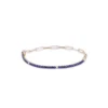925 Sterling Silver tennis paperclip chain bracelet with half sapphire accents