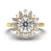 925 Sterling Silver Halo Baguette Diamond Ring