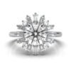 925 Sterling Silver Halo Baguette Diamond Ring - Image 6