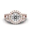 925 Sterling Silver Halo Baguette Diamond Ring