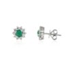 925 Sterling Silver Halo Diamond Emerald Stud Earrings - Image 3
