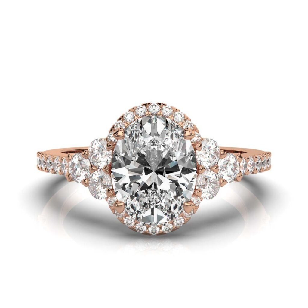 925 Sterling Silver Halo Diamond Engagement Ring
