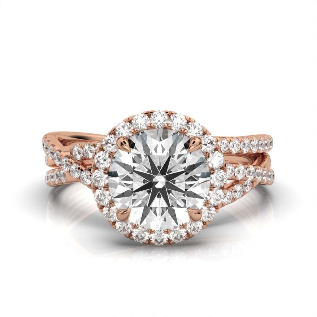 925 Sterling Silver Halo Diamond Engagement Ring
