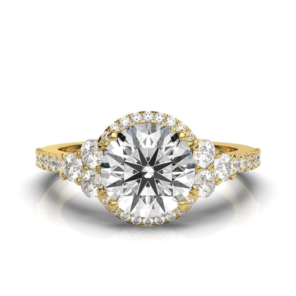 925 Sterling Silver Halo Diamond Engagement Ring