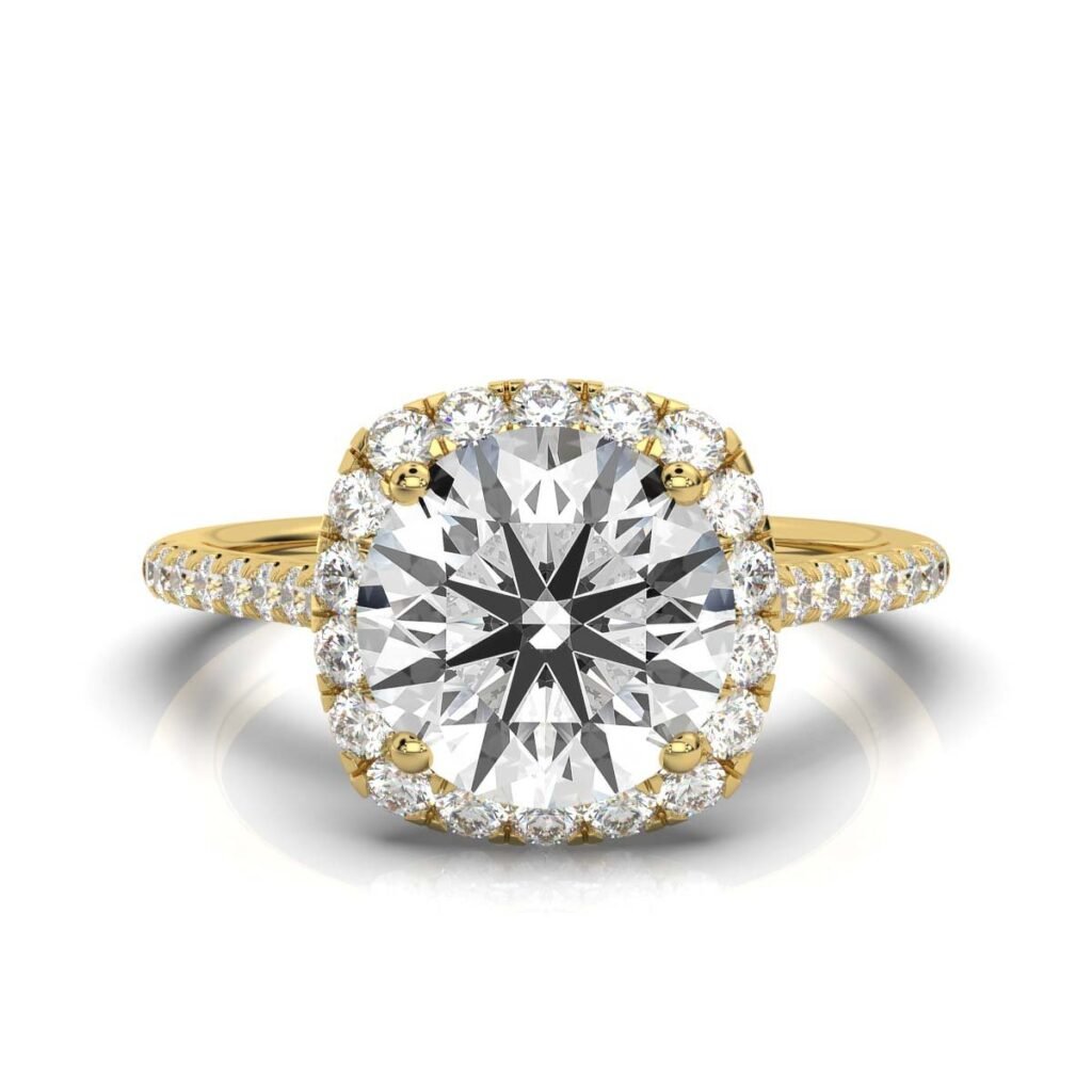 925 Sterling Silver Halo Diamond Engagement Ring