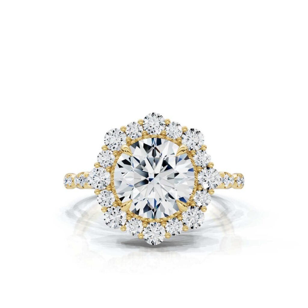 925 Sterling Silver Halo Diamond Engagement Ring