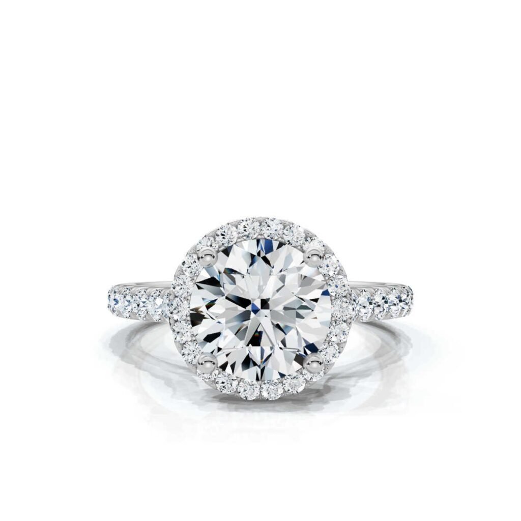 925 Sterling Silver Halo Diamond Engagement Ring