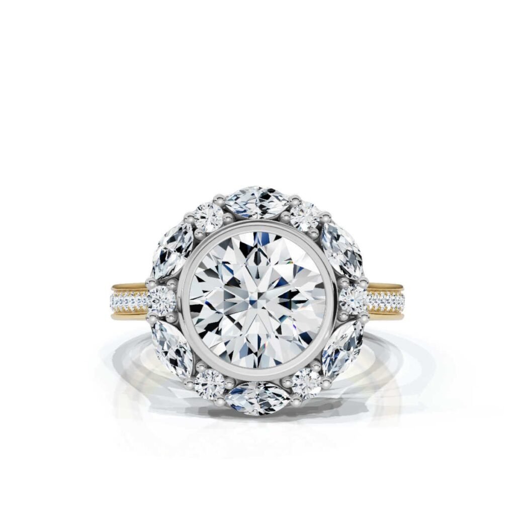 925 Sterling Silver Halo Diamond Engagement Ring