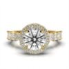 Sterling silver halo ring with a round centre stone and halo accents