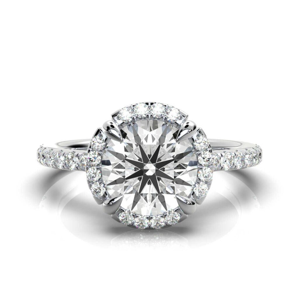 925 Sterling Silver Halo Diamond Ring