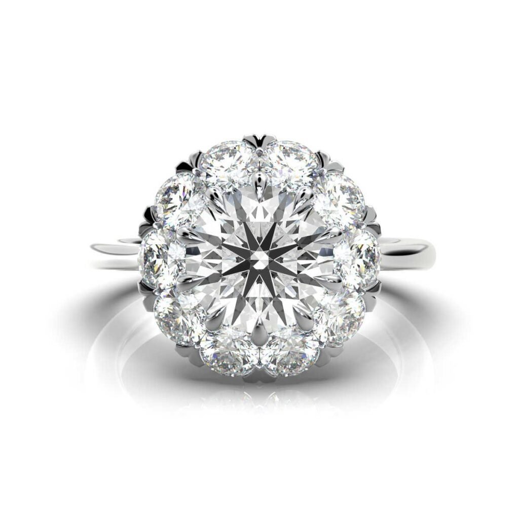 925 Sterling Silver Halo Diamond Ring