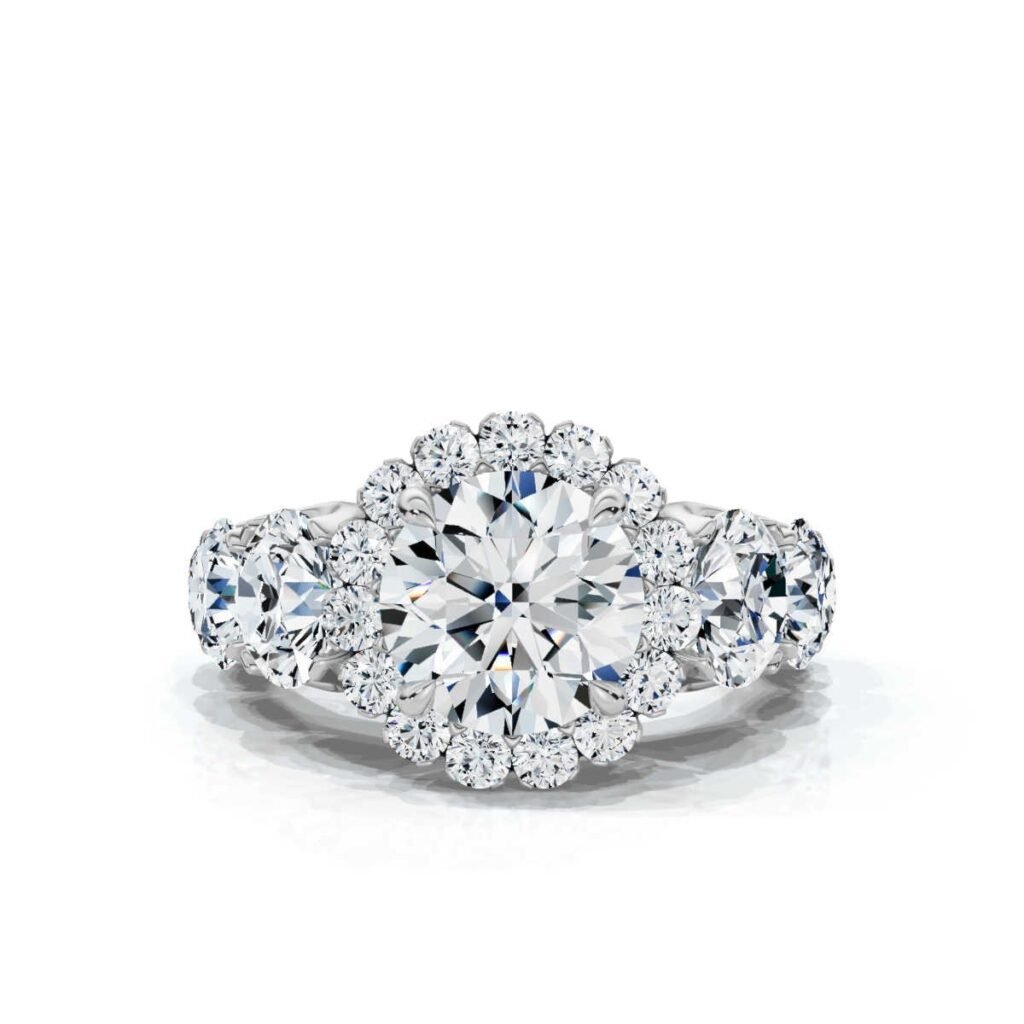 925 Sterling Silver Halo Diamond Ring
