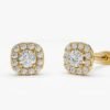 Sterling silver halo diamond studs with round clustered stones