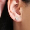 Halo stud earrings featuring Premium CZ Diamond stones and bezel setting