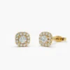 Halo setting sterling silver stud earrings with CZ diamond sparkle