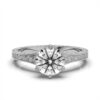 925 sterling silver engagement ring with engraved band and prong setting