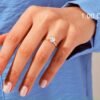 925 sterling silver engagement ring with heart-cut diamond centrepiece