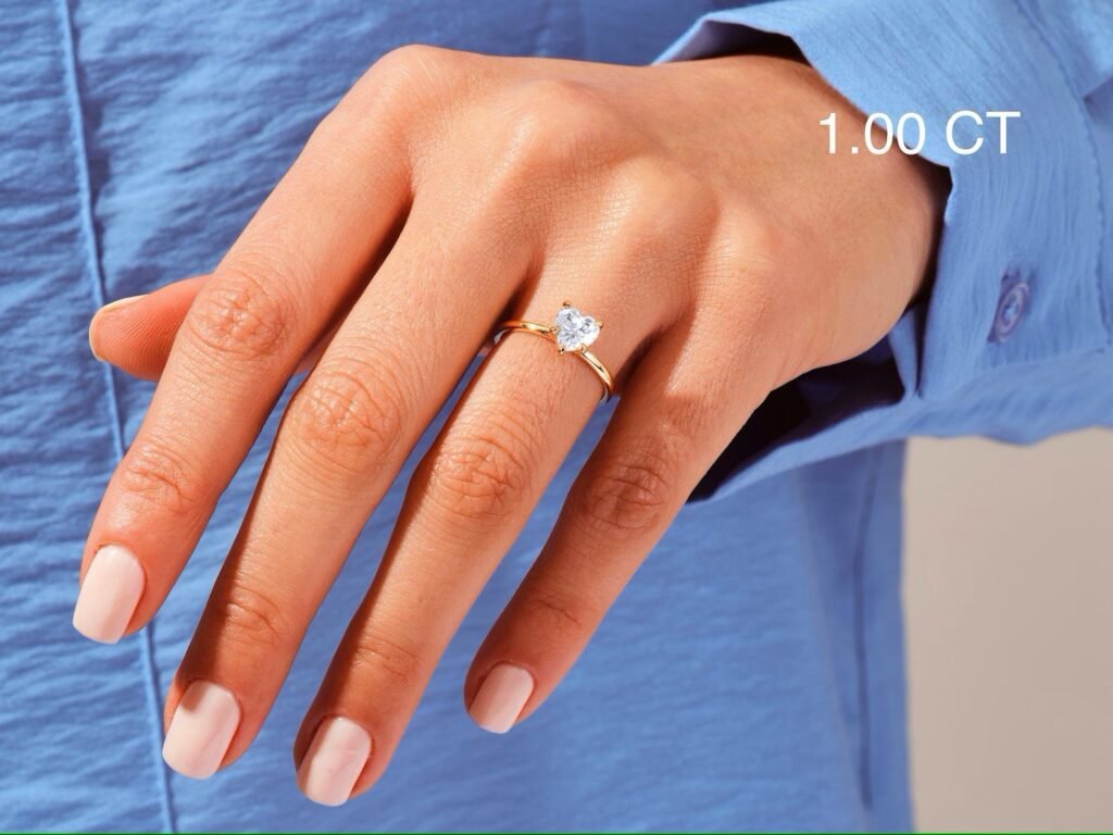 925 Sterling Silver Heart Cut Diamond Engagement Ring