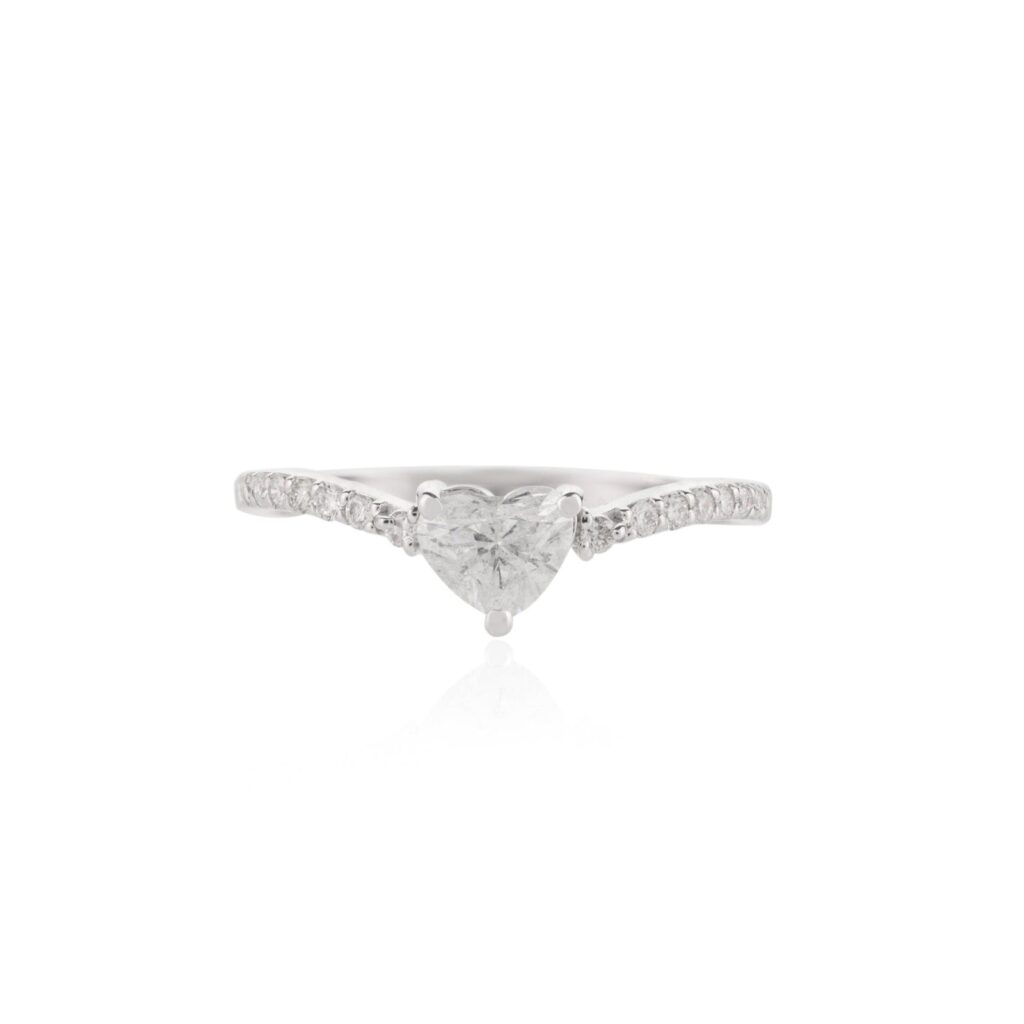 925 Sterling Silver Heart Diamond Wedding Ring