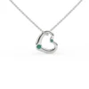 925 Sterling Silver Heart Emerald Charm Necklace - Image 3