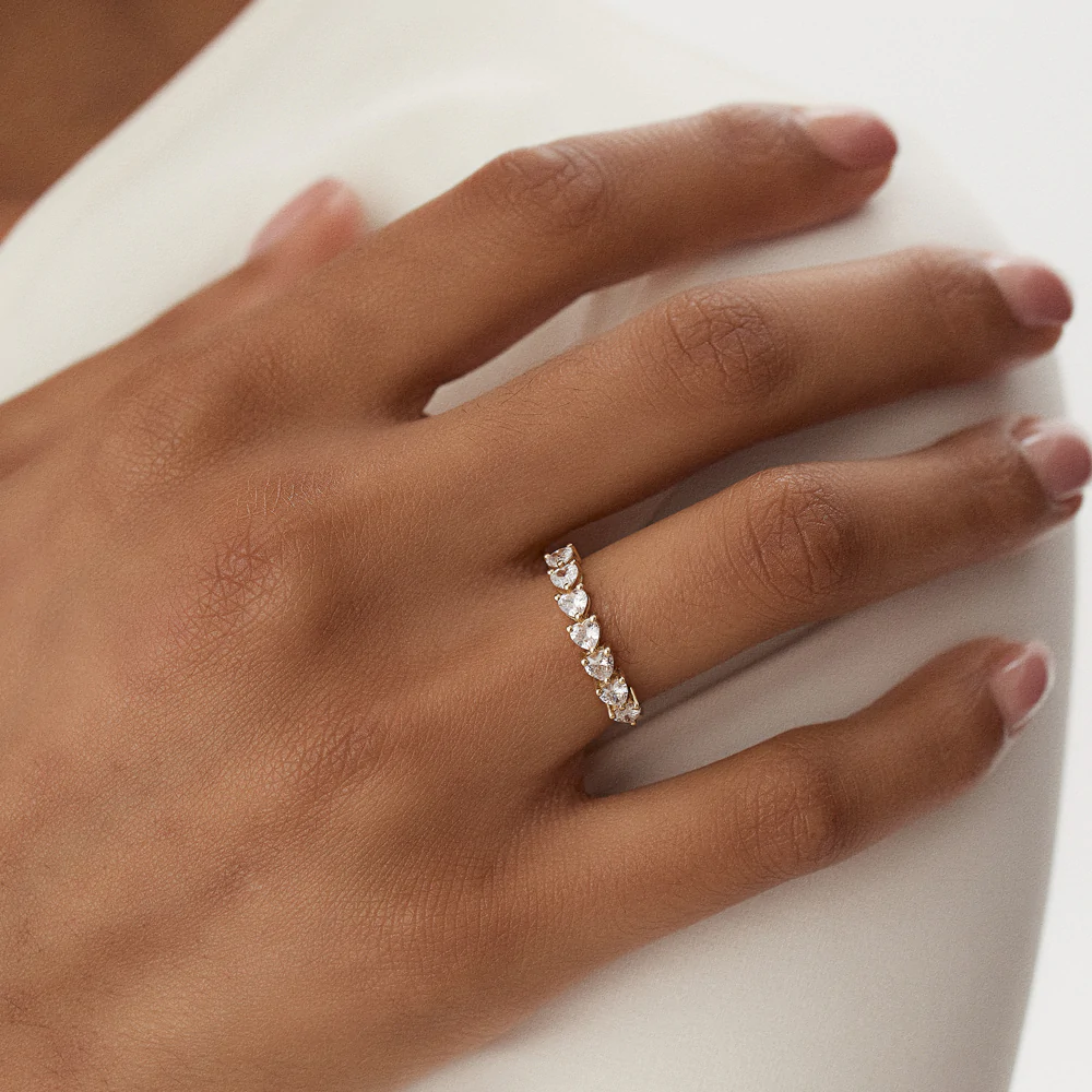 925 Sterling Silver Heart Shape Diamond Ring