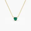 925 Sterling Silver Heart-Shape Emerald Necklace