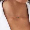 925 Sterling Silver Heart-Shape Emerald Necklace - Image 2
