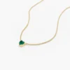 925 Sterling Silver Heart-Shape Emerald Necklace - Image 3