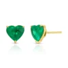 Heart-shaped emerald stud earrings in 925 sterling silver