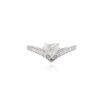 925 Sterling Silver Heart Shaped Diamond Chevron Ring
