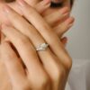 925 Sterling Silver Heart Shaped Diamond Chevron Ring - Image 2