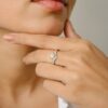 925 Sterling Silver Heart Shaped Diamond Chevron Ring - Image 6