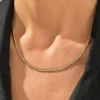 925 sterling silver herringbone chain necklace with smooth flat design