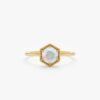 925 Sterling Silver Hexagon Opal Ring