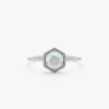 925 Sterling Silver Hexagon Opal Ring - Image 4