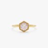 925 Sterling Silver Hexagon Rose Quartz Ring