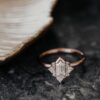 Gold-plated ring featuring a distinctive hexagon stone design