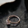 Contemporary ring with a clean hexagon step cut stone