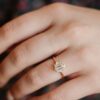 Elegant ring with a modern hexagon step cut silhouette