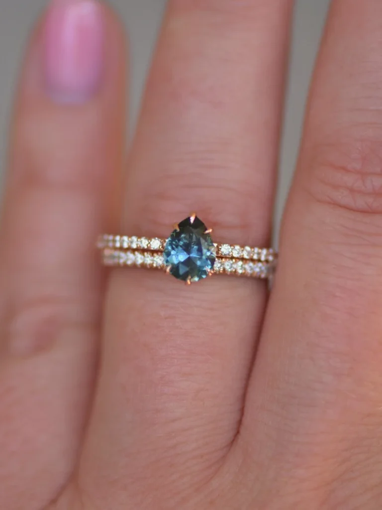 925 Sterling Silver Hidden Halo Engagement Ring Set