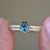 925 Sterling Silver Hidden Halo Engagement Ring Set - Image 4