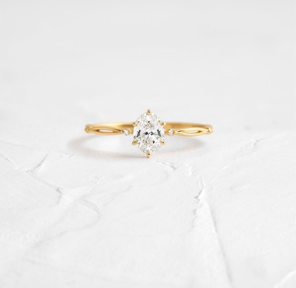925 Sterling Silver Hillside Ring, 0.5ct. Oval Cut Diamond