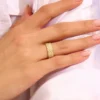 Wide cigar band ring in 925 sterling silver with gold plating