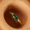 925 sterling silver ring with horizontal marquise emerald design