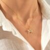Horse pendant necklace in 925 sterling silver with gold plating