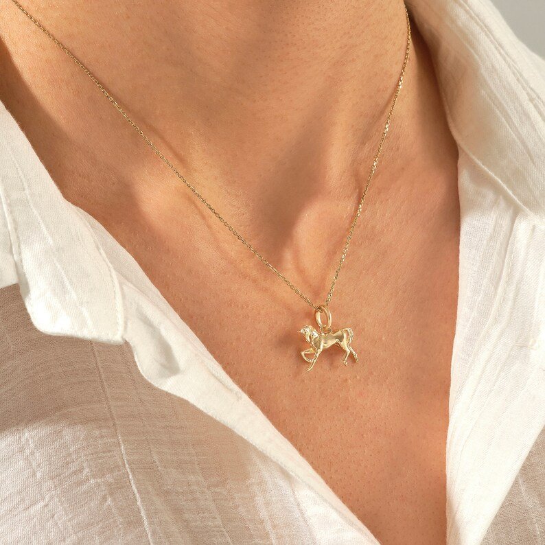 925 Sterling Silver Horse Pendant Necklace