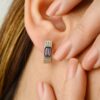 925 Sterling Silver Huggie Hoops Blue Sapphire Earrings - Image 5
